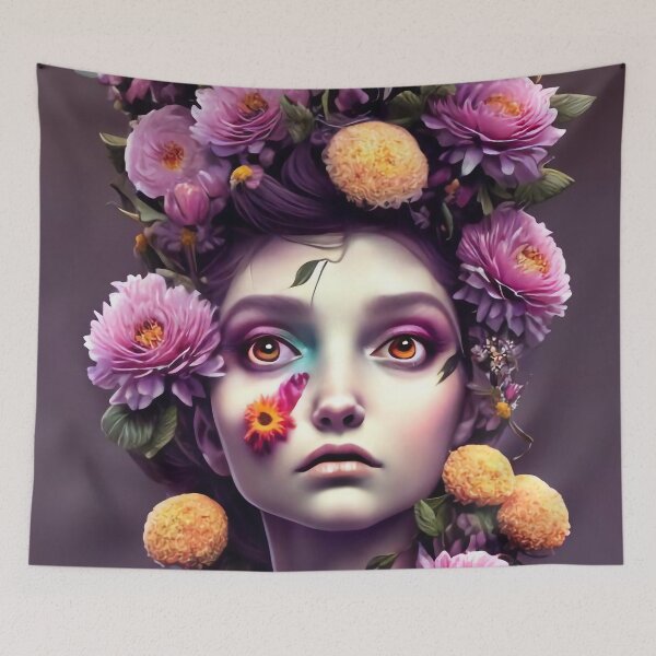 Item preview, Zaniyah Flowery Girl Portrait  designed and sold by Kamiri.