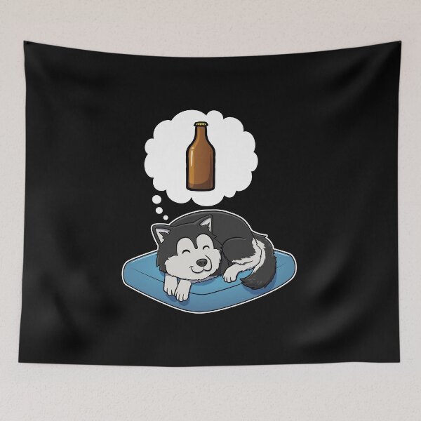 Aperçu de l'œuvre Alaskan Malamute dreaming about Beer créée et vendue par DoggieDelights.