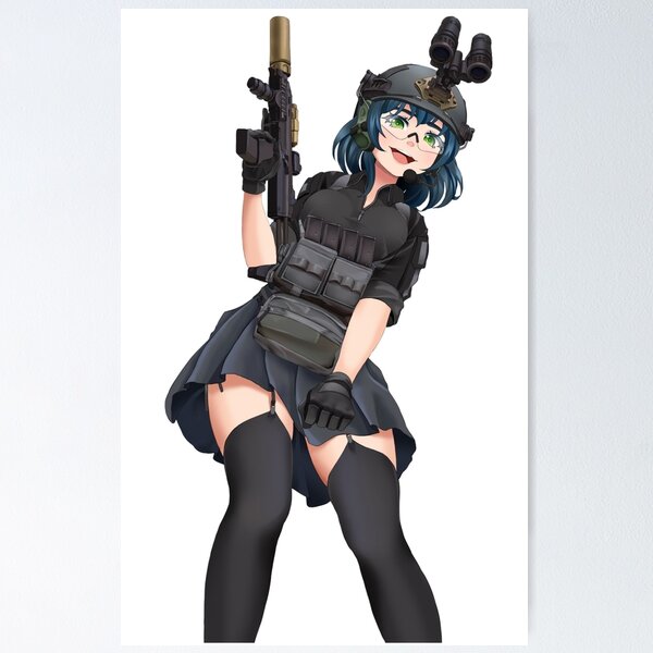 Anime Girl Wearing Army Uniform Vector T Graphic by jellybox999 · Creative  Fabrica