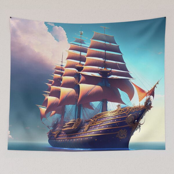 Item preview, Fantasy Ship Digital Art designed and sold by ArtsyWishesShop.