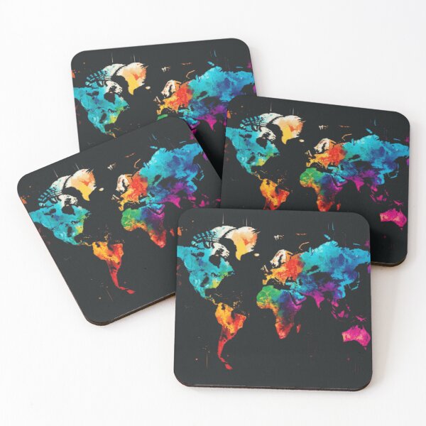 Item preview, world map in colourful paint style designed and sold by sammgdesign.