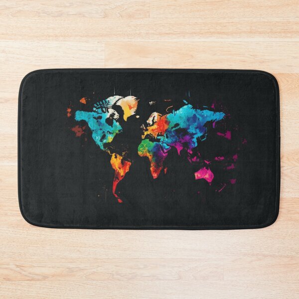 Item preview, world map in colourful paint style designed and sold by sammgdesign.