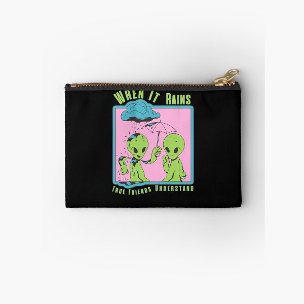 Item preview, When It Rains True Friends Understand Alien with Umbrella design for UAP, UFO, conspiracy theorists designed and sold by tranquilbeach.
