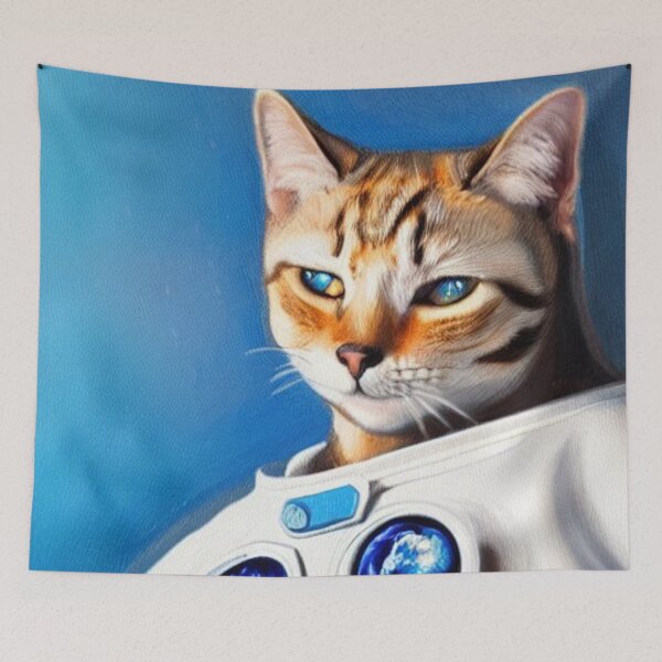 Item preview, Cute Adorable Astronaut Cat wearing a Spacesuit | Space Cat Portrait | Original digital art designed and sold by ArtworkbyEmmy.