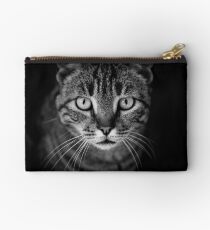 cat in black and white Studio Pouch