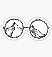 Pegatina Gafas Vintage mirando las montañas