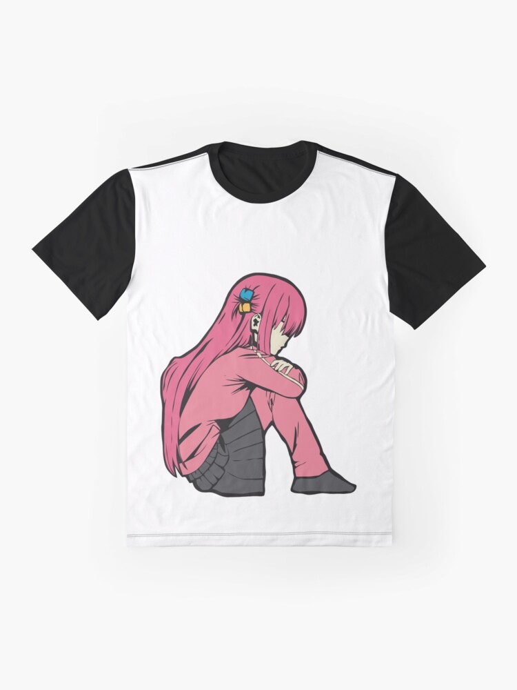 Aperçu 4 sur 5. T-shirt graphique avec l'œuvre Bocchi the Rock un minimaliste Hitori Gotou solitaire créée et vendue par cuthberteugene.