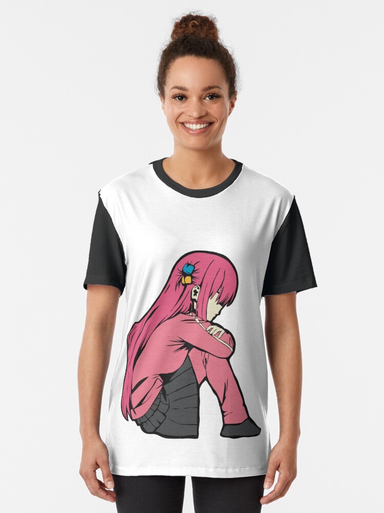 Aperçu 2 sur 5. T-shirt graphique avec l'œuvre Bocchi the Rock un minimaliste Hitori Gotou solitaire créée et vendue par cuthberteugene.