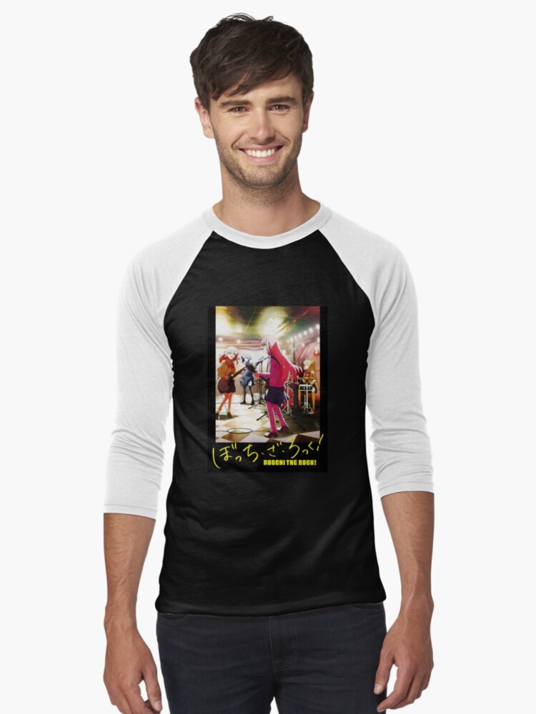 Aperçu 1 sur 3. T-shirt baseball manches ¾ avec l'œuvre Bocchi le rocher Impression rigide créée et vendue par cuthberteugene.