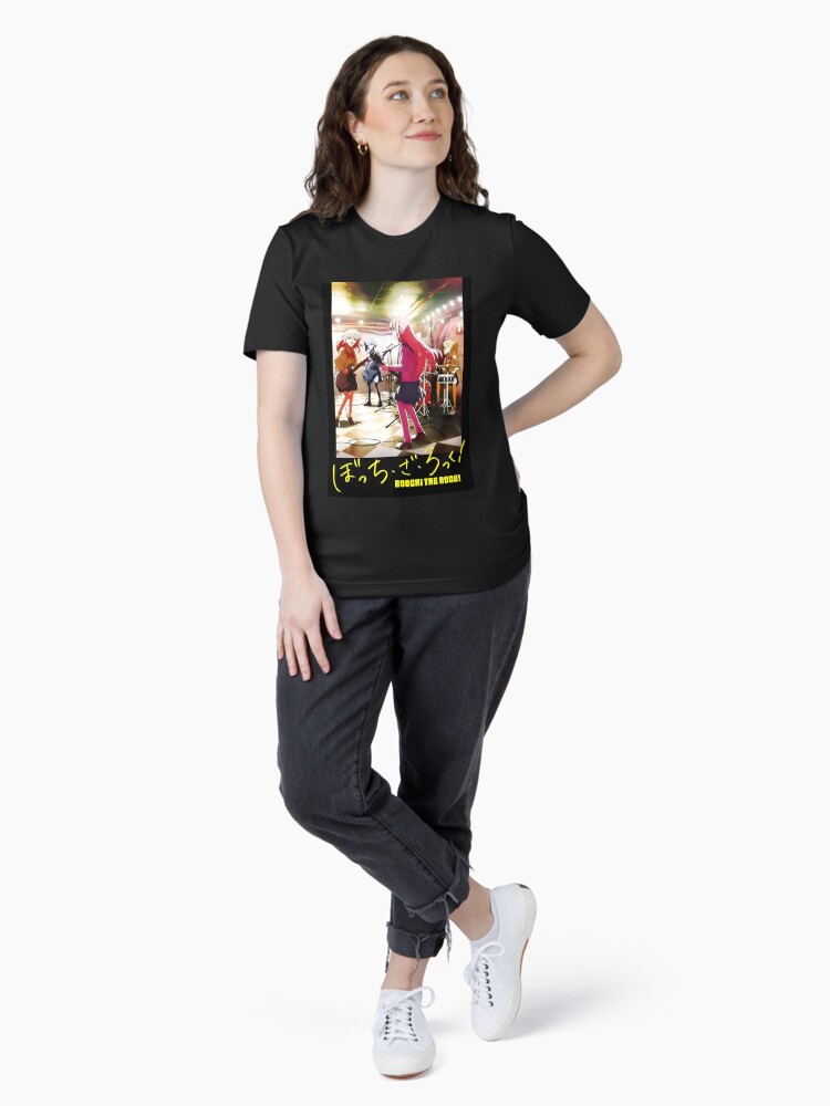 Aperçu 4 sur 7. T-shirt essentiel avec l'œuvre Bocchi le rocher Impression rigide créée et vendue par cuthberteugene.