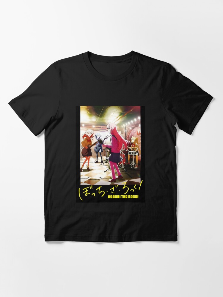 Aperçu 3 sur 7. T-shirt essentiel avec l'œuvre Bocchi le rocher Impression rigide créée et vendue par cuthberteugene.