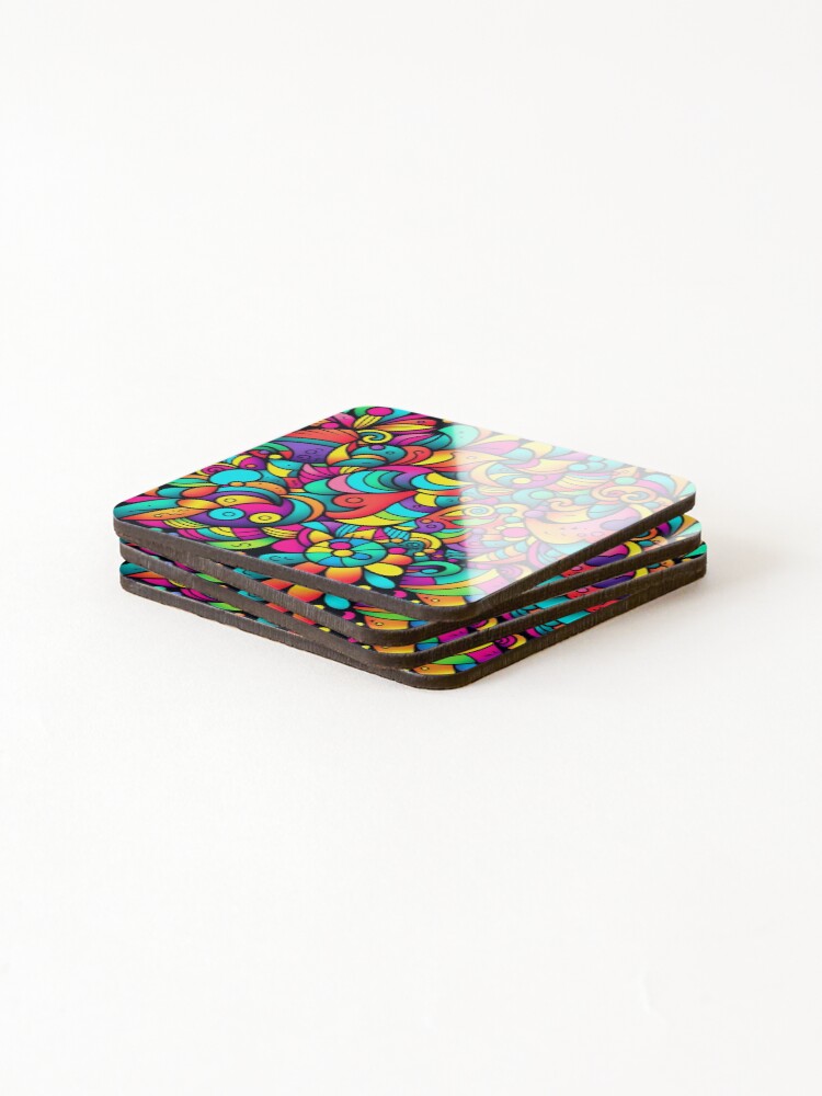 Thumbnail 4 of 5, Coasters (Set of 4), Kindle Case Fish Abstract Pattern Fish Abstract Pattern designed and sold by VirusMinus.