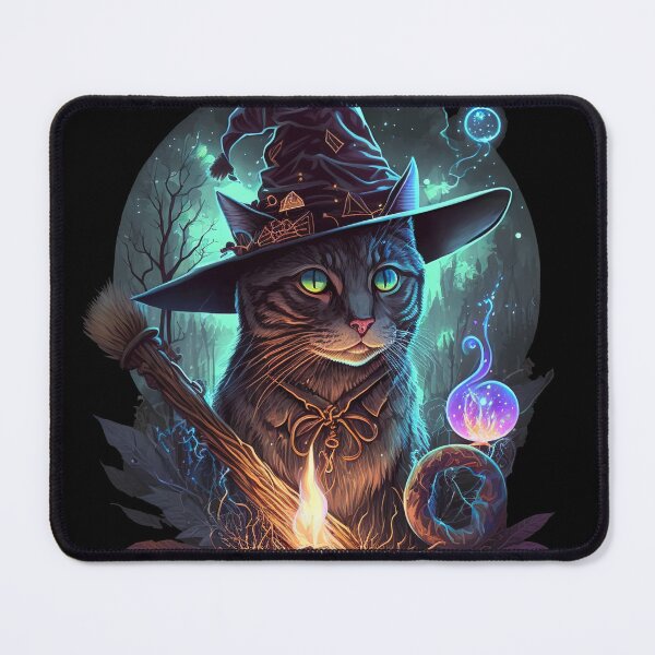 Item preview, Arcane Witch Broom Cat designed and sold by 9LivesCats.