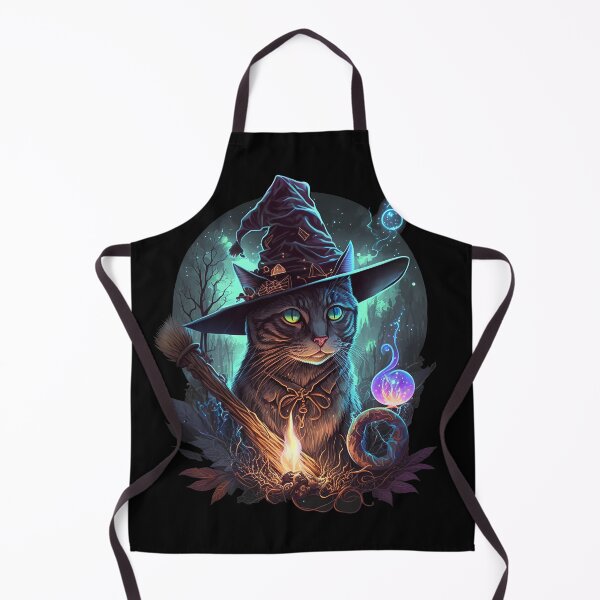 Item preview, Arcane Witch Broom Cat designed and sold by 9LivesCats.