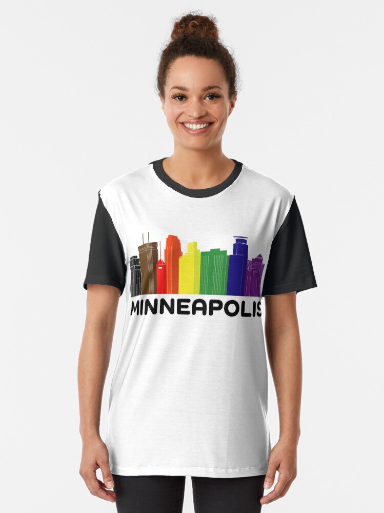 Thumbnail 2 of 5, Graphic T-Shirt, Minneapolis Pride Skyline designed and sold by andybirkey.
