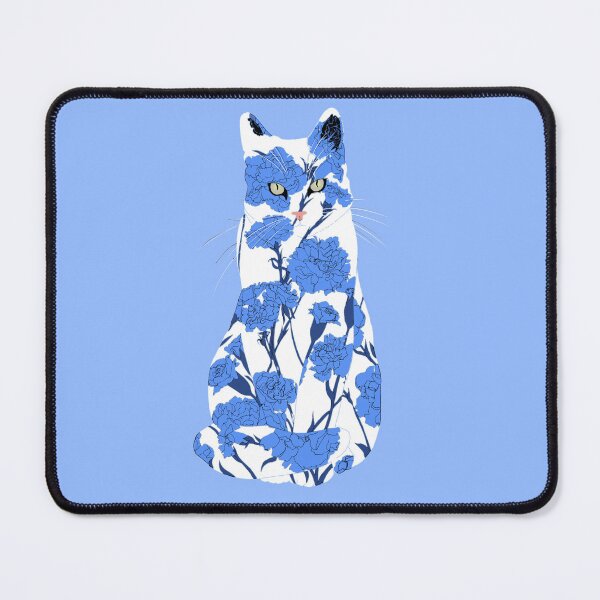 Item preview, Porcelain Cat - Blue and White Florals designed and sold by ECMazur Art.