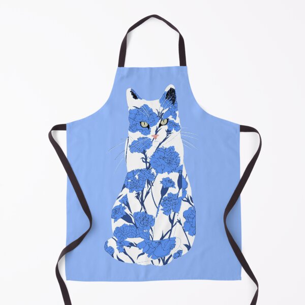 Item preview, Porcelain Cat - Blue and White Florals designed and sold by ECMazur Art.
