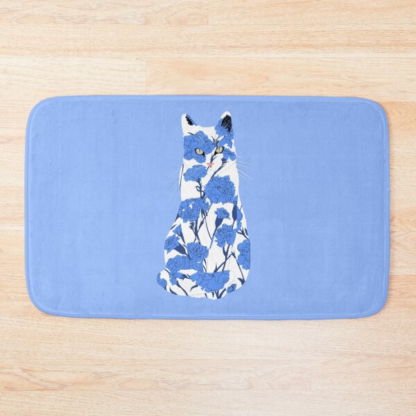 Item preview, Porcelain Cat - Blue and White Florals designed and sold by ECMazur Art.