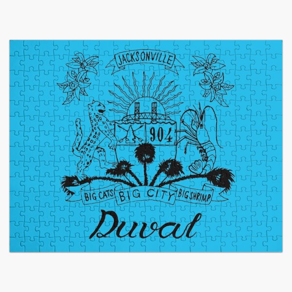 Duval Crest - Black Lettering on Teal Jigsaw Puzzle