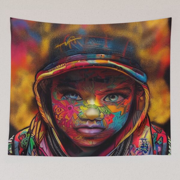 Item preview, a painting of a person wearing a colorful hat designed and sold by DesignAtYO.
