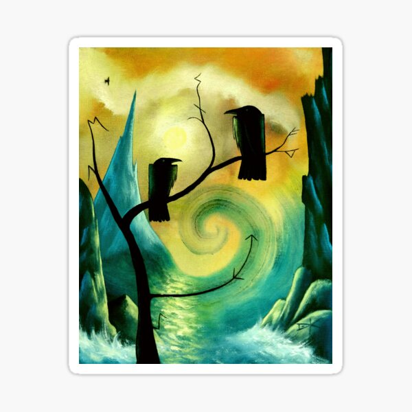 Two Ravens in a Tree ( Huginn & Muninn ?) Sticker