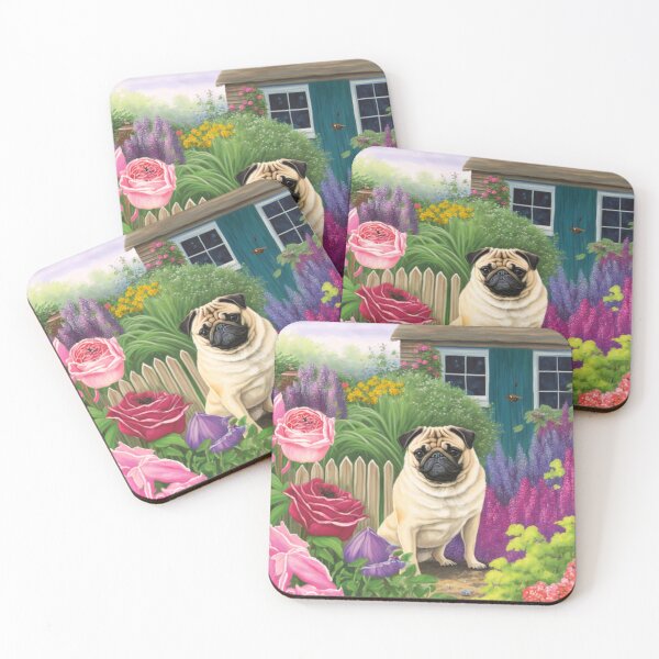 Item preview, Pugsley amongst the blooms designed and sold by hamptonstyle.