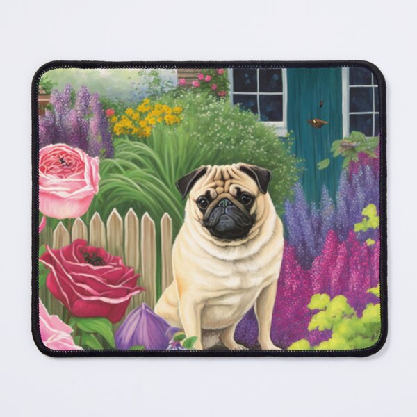 Item preview, Pugsley amongst the blooms designed and sold by hamptonstyle.