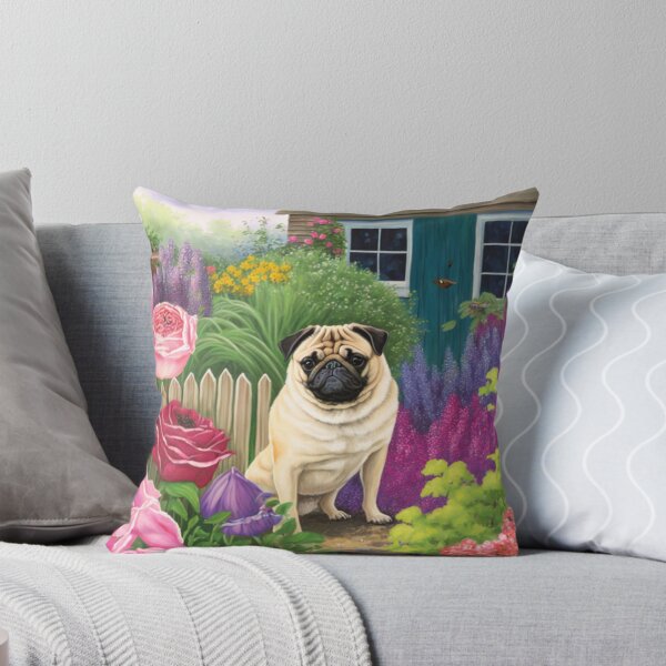 Item preview, Pugsley amongst the blooms designed and sold by hamptonstyle.