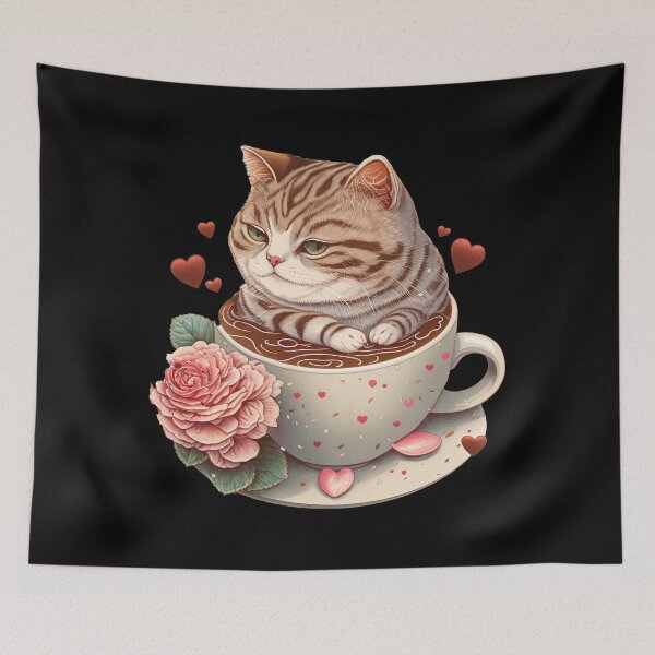 Item preview, Latte Love, Adorable Cat in a Cup for Valentine's designed and sold by MorphicPrints.
