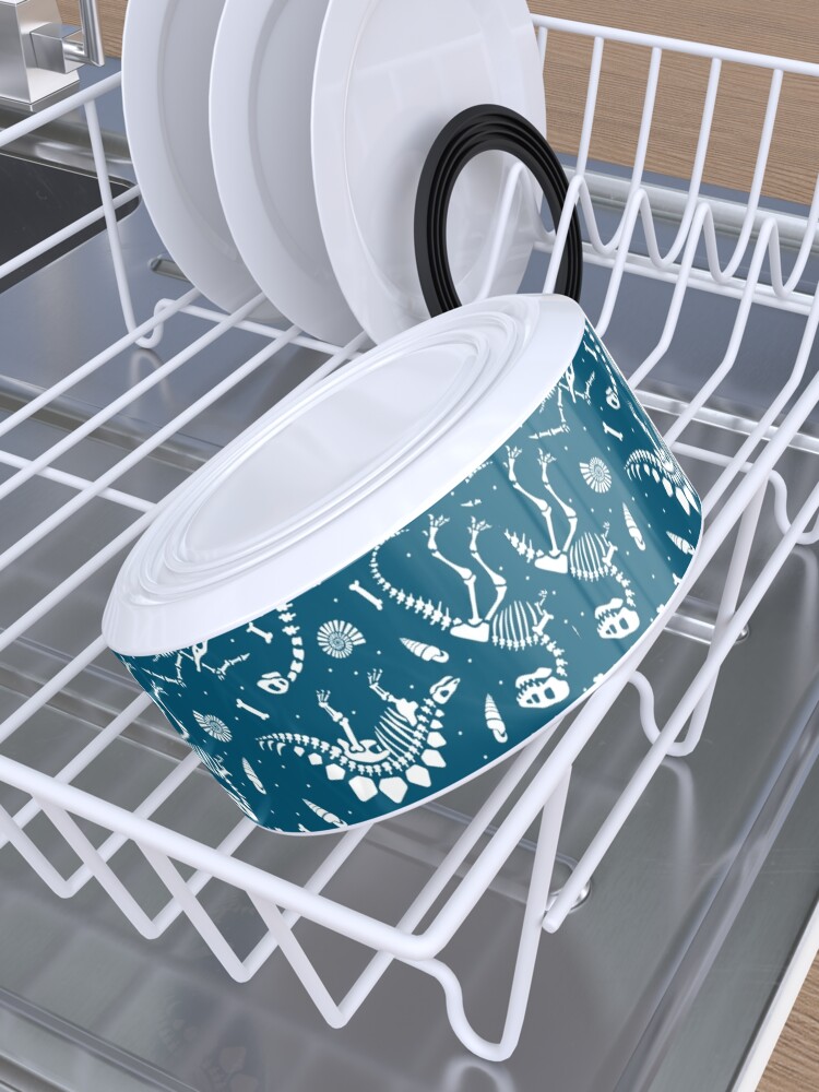 Alternate view of Dinosaur Fossils in Blue Pet Bowl