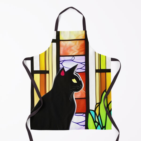 Item preview, Black Cat in Front of Stained Glass Window designed and sold by Poetic Patterns Studio.