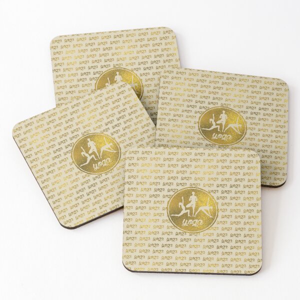 Item preview, Golden Yoga Asanas Symbols  on  pastel beige designed and sold by k9printart.