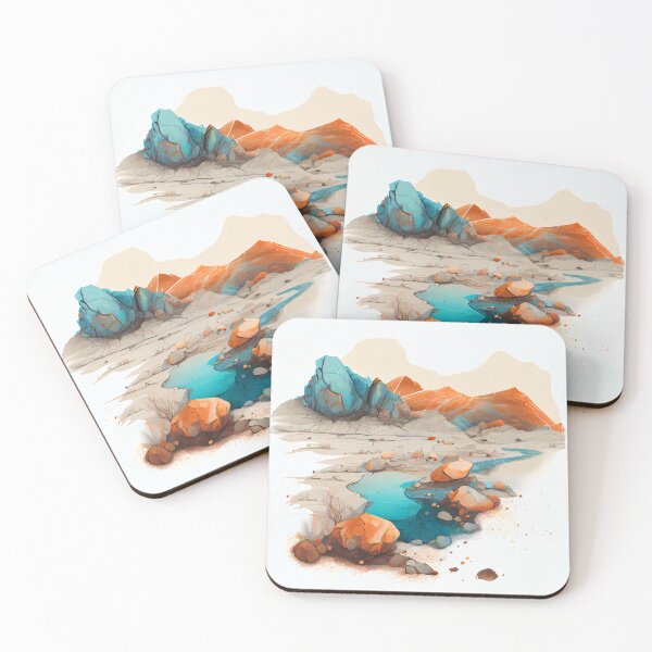 Item preview, landscape teal and orange  designed and sold by artfullyprompt.