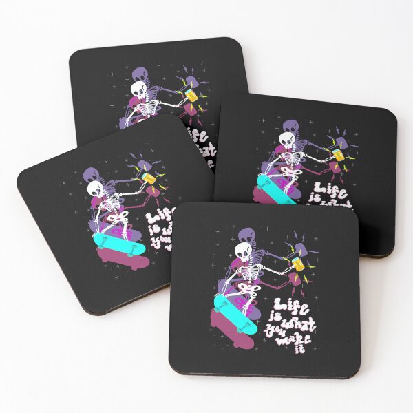 Item preview, “Life is what you make it” Skateboarding Skeleton designed and sold by H-H-M.