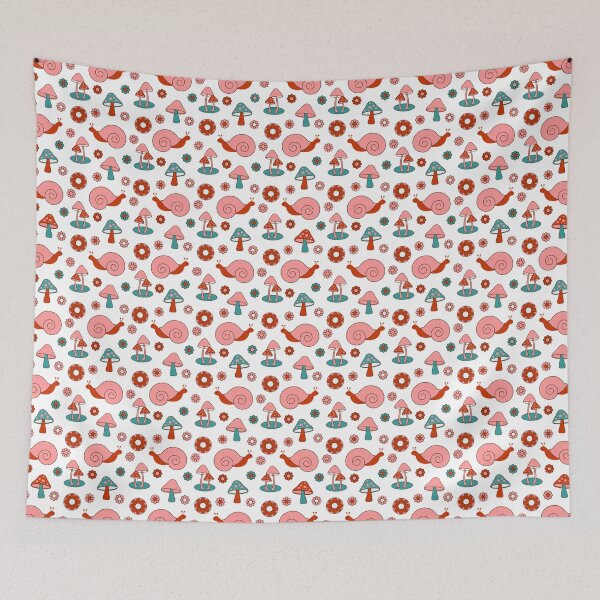 Item preview, Cute and Edgy Teal and Pink Snails and Mushroom Pattern designed and sold by mysticblvd.