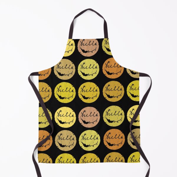 Item preview, Hello Smiley Face Nine Square Eroded and Distorted Black and Yellows Cursive Typography Circle Design designed and sold by SleepingInCo.