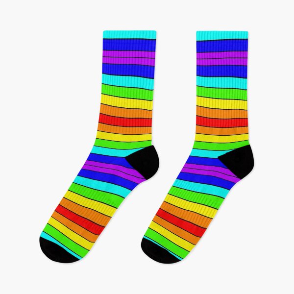 Item preview, Black Lined Bright Rainbow Stripes designed and sold by LawsonFabrics.