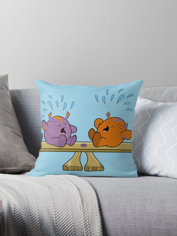 Hasees petpets crying on seesaw | Throw Pillow