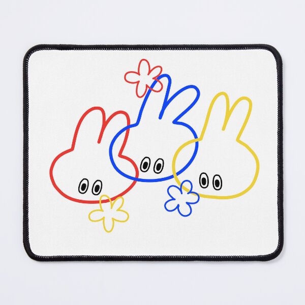 Item preview, cute bunny streaked rabbit red yellow blue rabbit flower designed and sold by UnloveToy10.