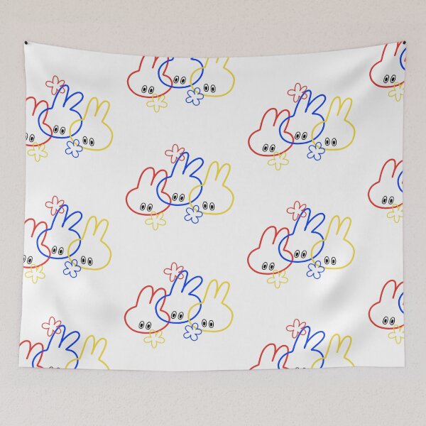 Item preview, cute bunny streaked rabbit red yellow blue rabbit flower designed and sold by UnloveToy10.