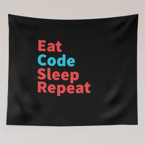 Item preview, Eat code sleep repeat-inspirational, coders red and blue designed and sold by Master4art.