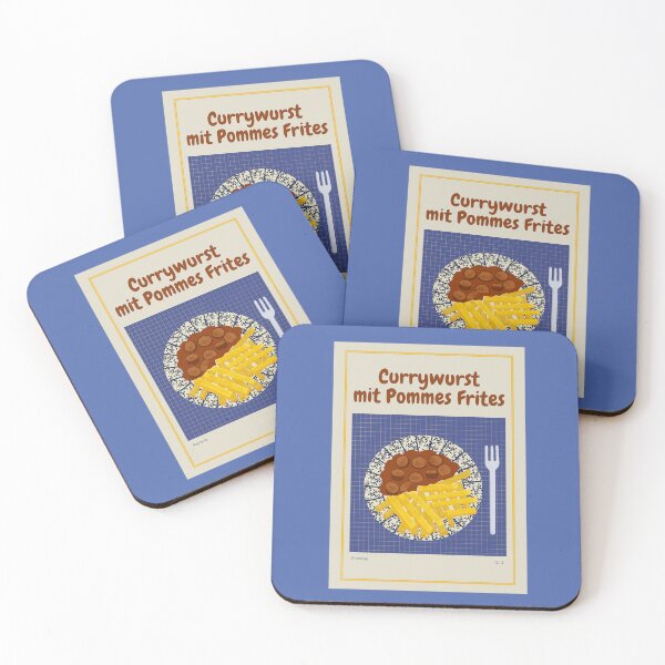Item preview, CURRYWURST WITH FRENCH FRIES Illustration with currywurst, sauce and fries designed and sold by Posteria.
