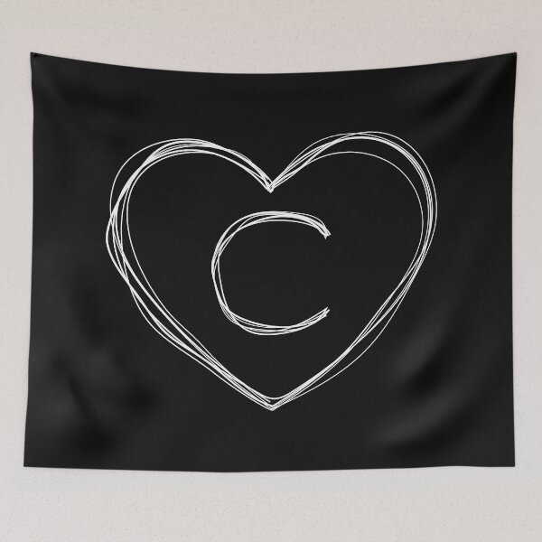 Item preview, Letter C with heart frame in lineart style designed and sold by KondeHipe.