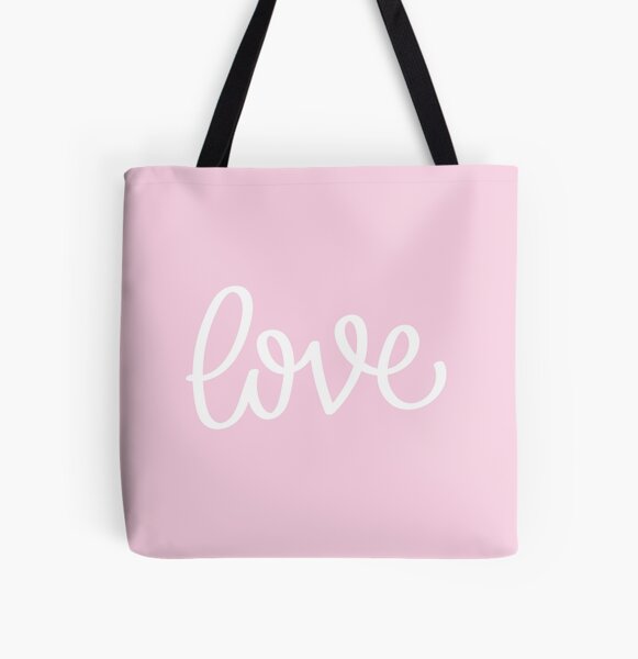 Millennial Pink Love All Over Print Tote Bag