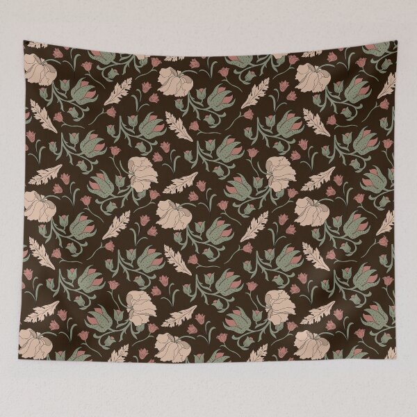 Item preview, William Morris Art Nouveau floral design black ground vintage floral pattern designed and sold by Kallandra.