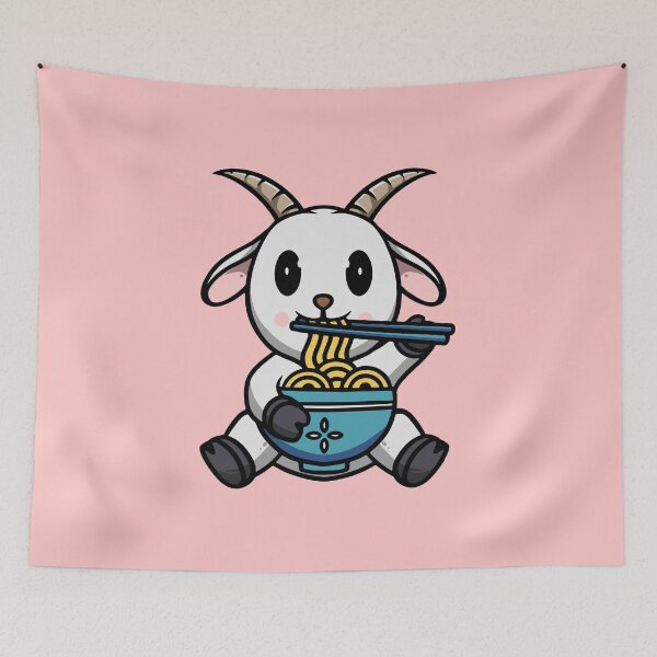 Item preview, Cute Goat Eating Ramen designed and sold by cubbone.