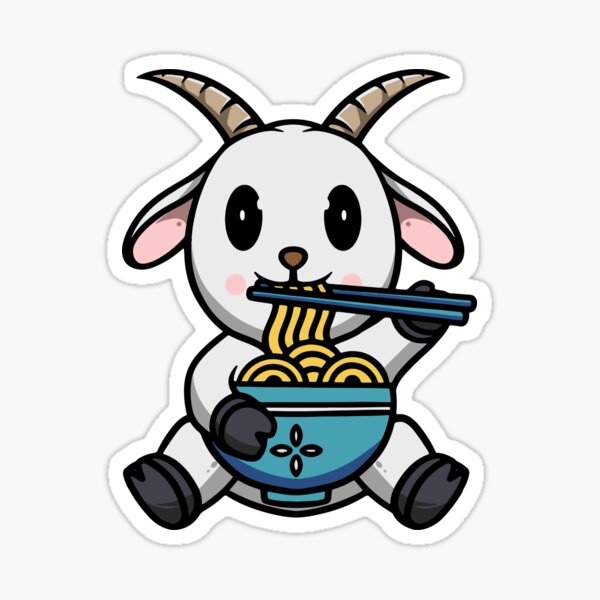 Item preview, Cute Goat Eating Ramen designed and sold by cubbone.