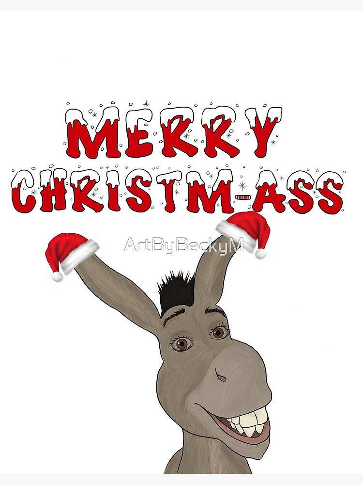 Frohe Weihnachten Esel Witz Grusskarte Von Artbybeckym Redbubble