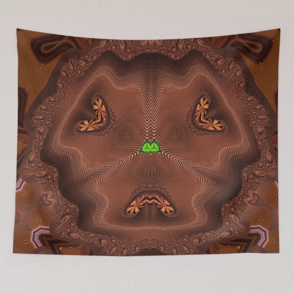 Item preview, *FUNNY ABSTRACT PAINTING ALIEN TRIBAL FACE CHOCOLATE MIXTURE MINT GREEN WITH STARRY GREEN ANISE* designed and sold by Ralek.