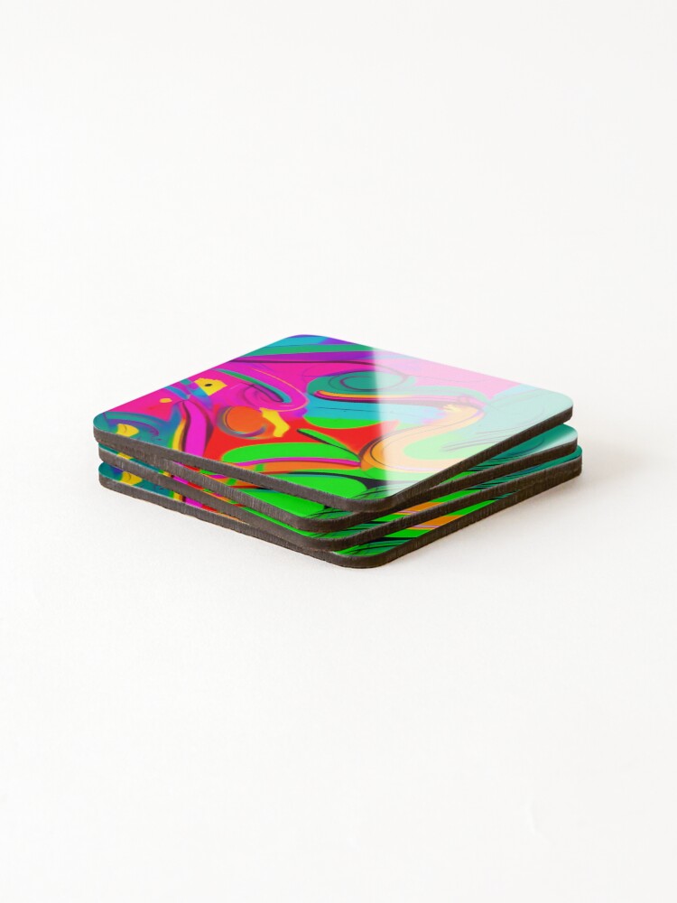 Thumbnail 4 of 5, Coasters (Set of 4), Colorful Paint Splatter Pattern designed and sold by Patternomania.